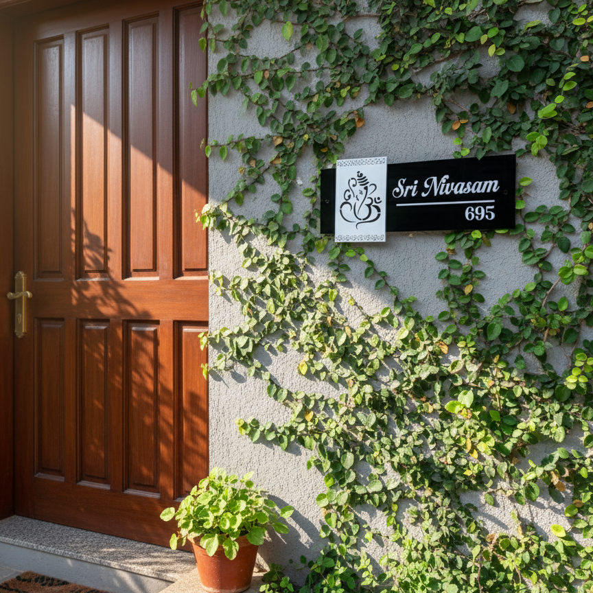 3D Acrylic House Name Plate with Ganesh Photo