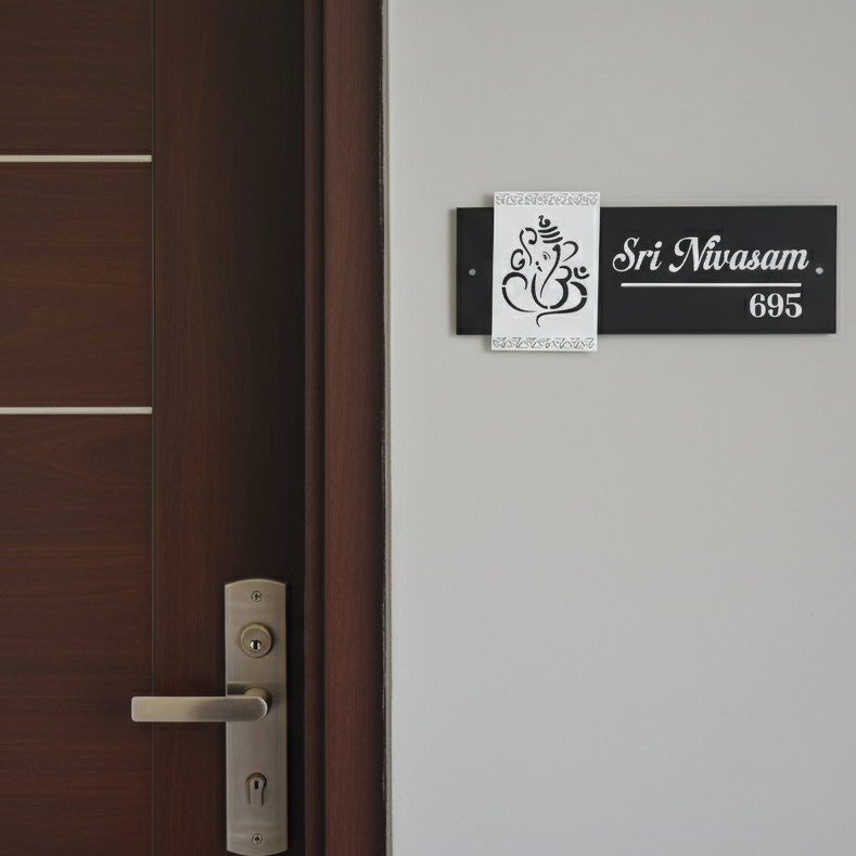 3D Acrylic House Name Plate with Ganesh Photo