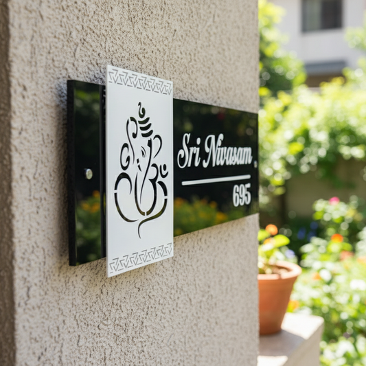3D Acrylic House Name Plate with Ganesh Photo