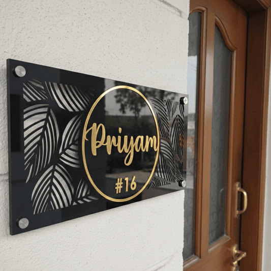 Acrylic House Name Plate – Premium Gold Letters (18x9 Inches)