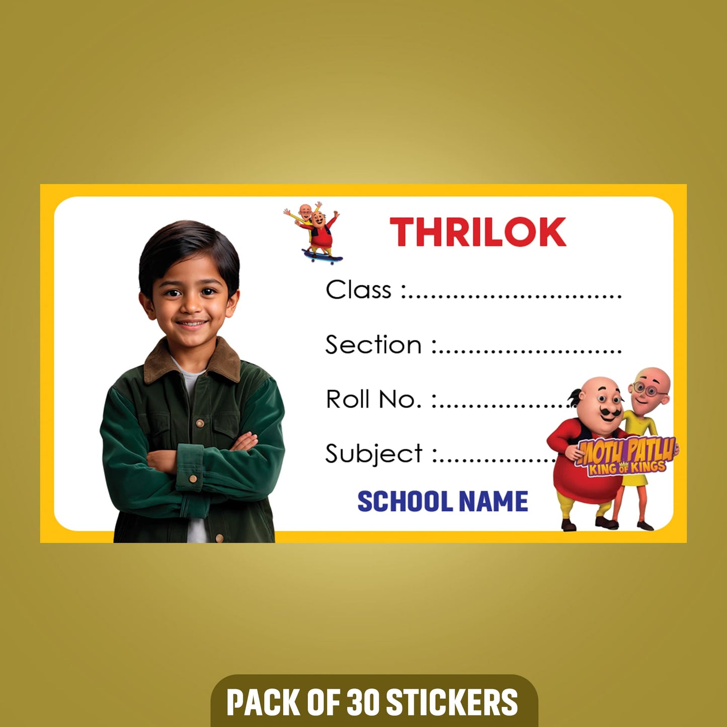 School Books Label with Customized Photo - Pack of 30 Stickers