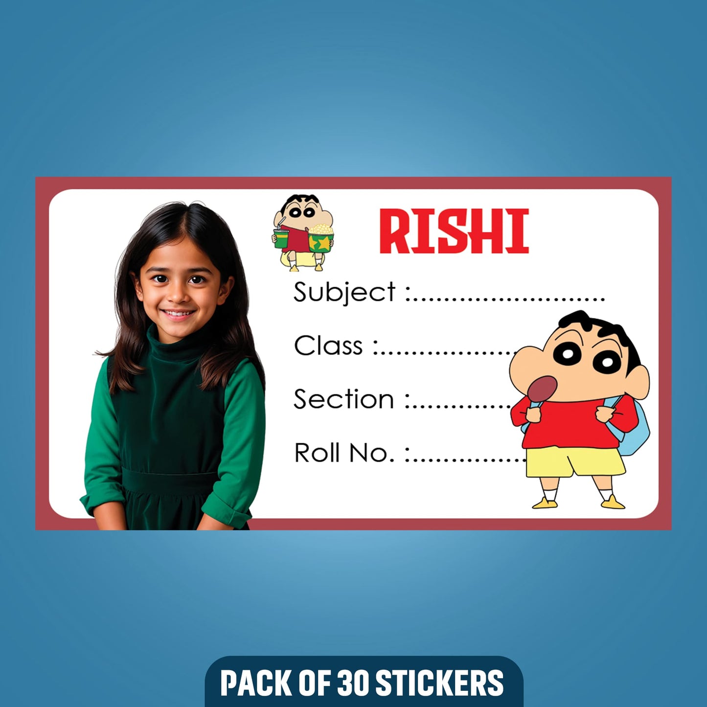 School Books Label with Customized Photo - Pack of 30 Stickers