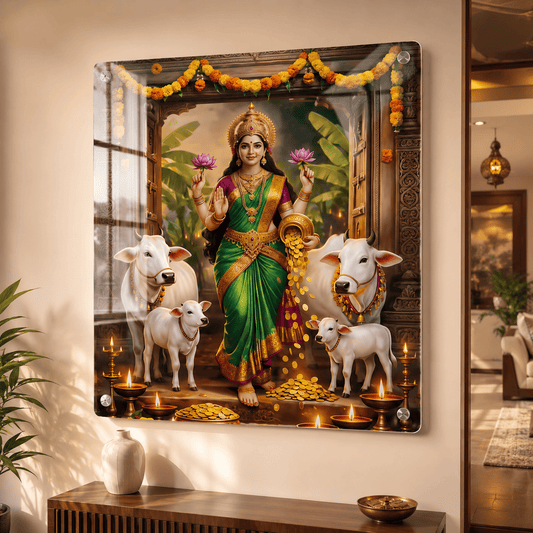 Lakshmi devi walking into home Acrylic Photo Frame