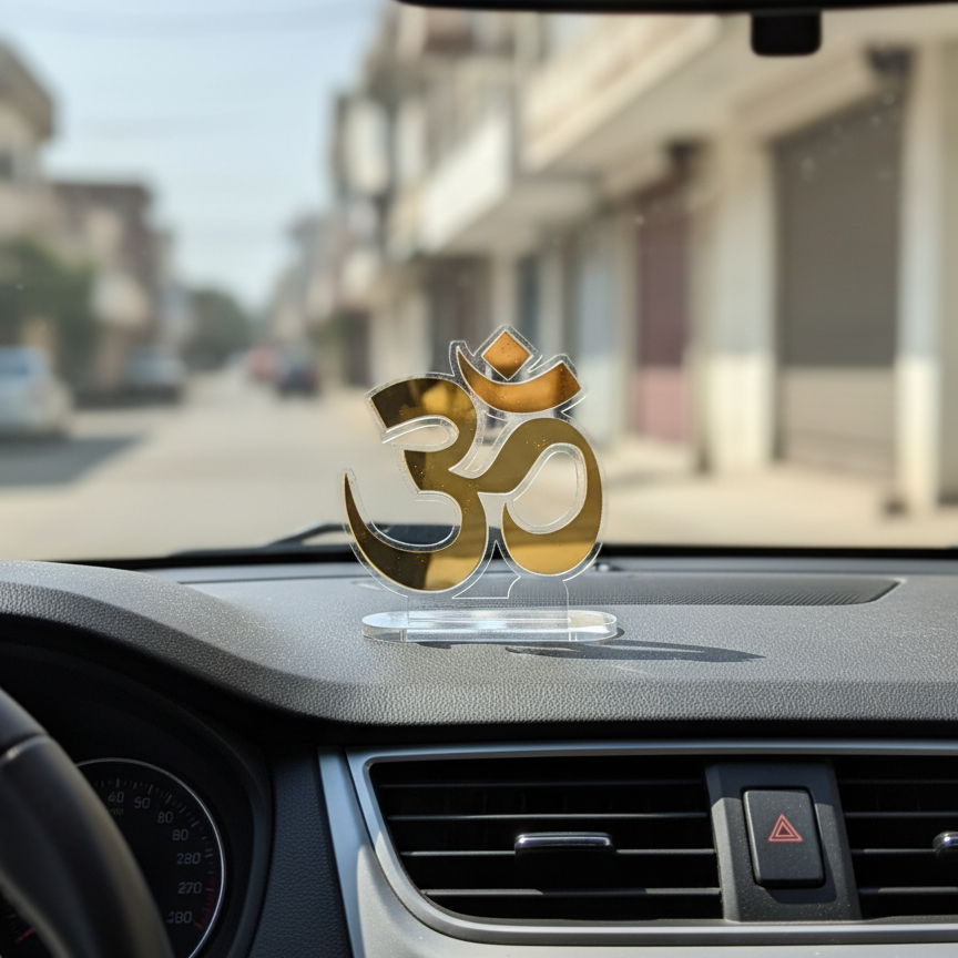 Om Acrylic Dashboard Golden and Transparent Acrylic