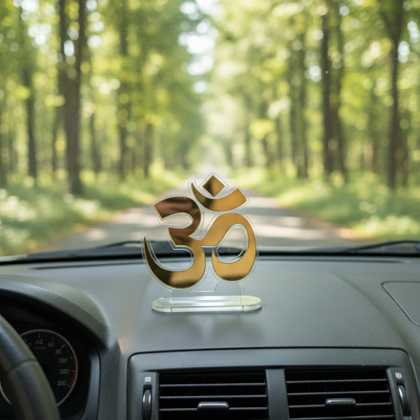 Om Acrylic Dashboard Golden and Transparent Acrylic