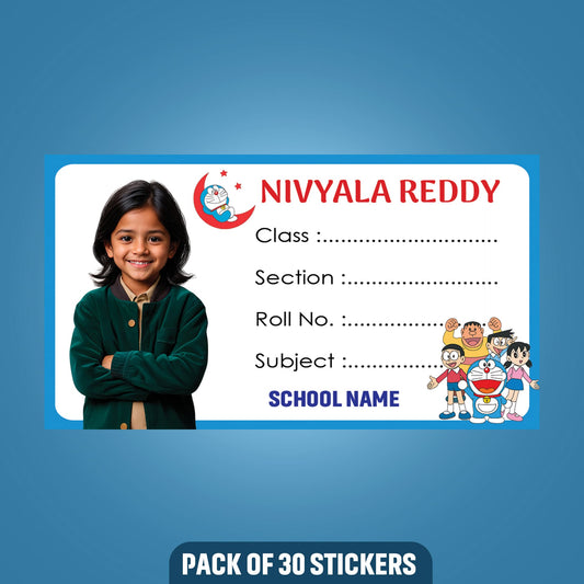 School Books Label with Customized Photo - Pack of 30 Stickers