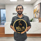 Premium 3D Acrylic Gold Logo Board – Black Base with Gold Letters | Easy Adhesive Installation
