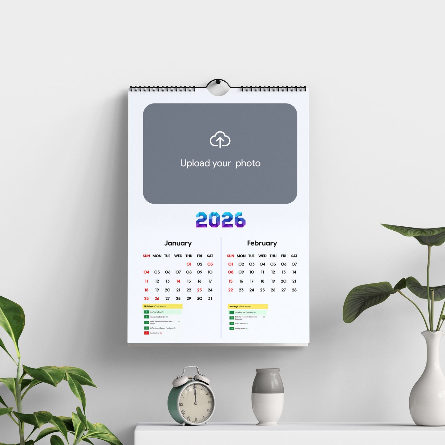 Photo Wall Calendar 2026 – Personalized With Your 12 Photos