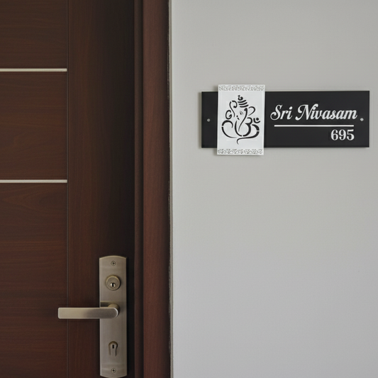 3D Acrylic House Name Plate with Ganesh Photo