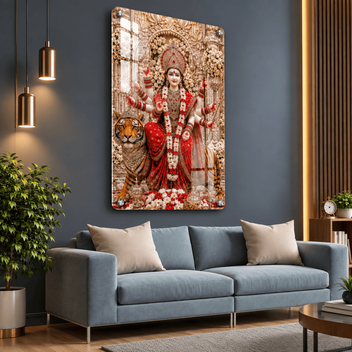 Premium Durga Maa Ultra HD Acrylic Photo Frame – Divine Wall Art Decor
