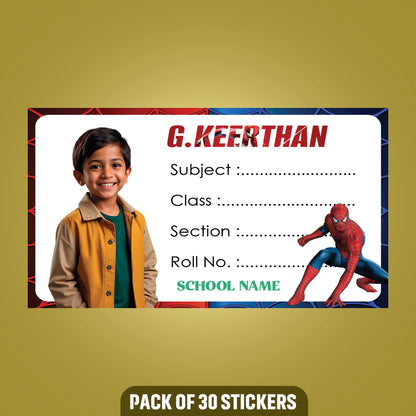 School Books Label with Customized Photo - Pack of 30 Stickers