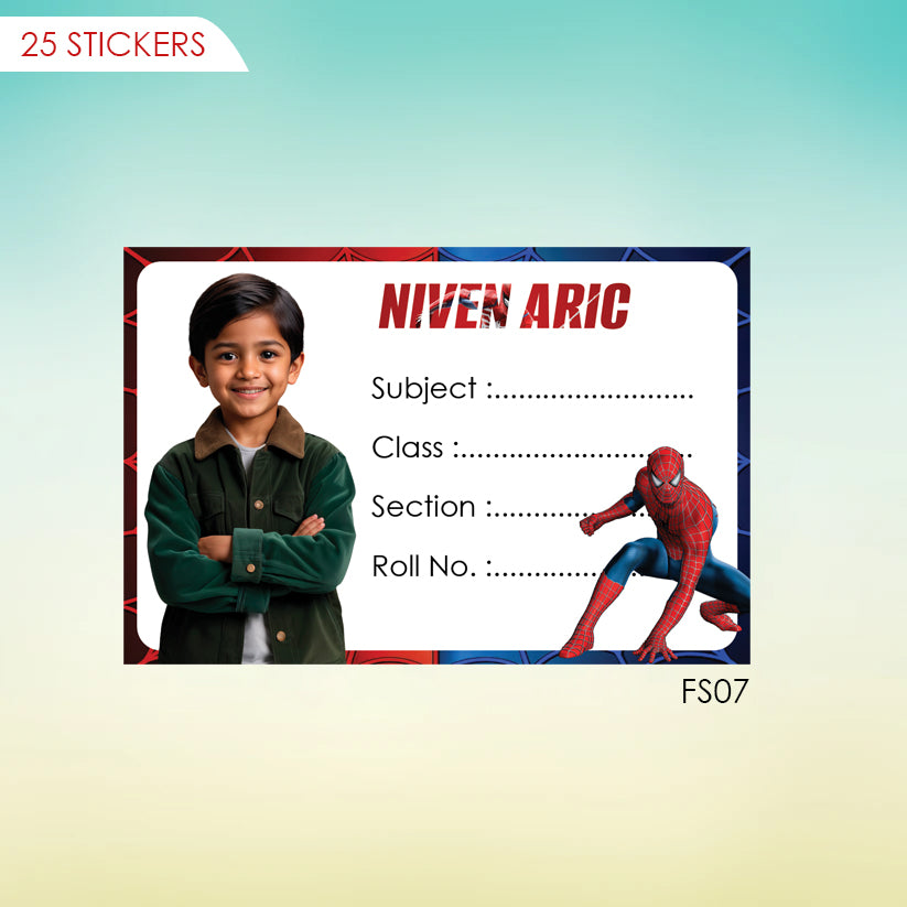 School Books Lable with Customized Photo - Pack of 25 Stickers
