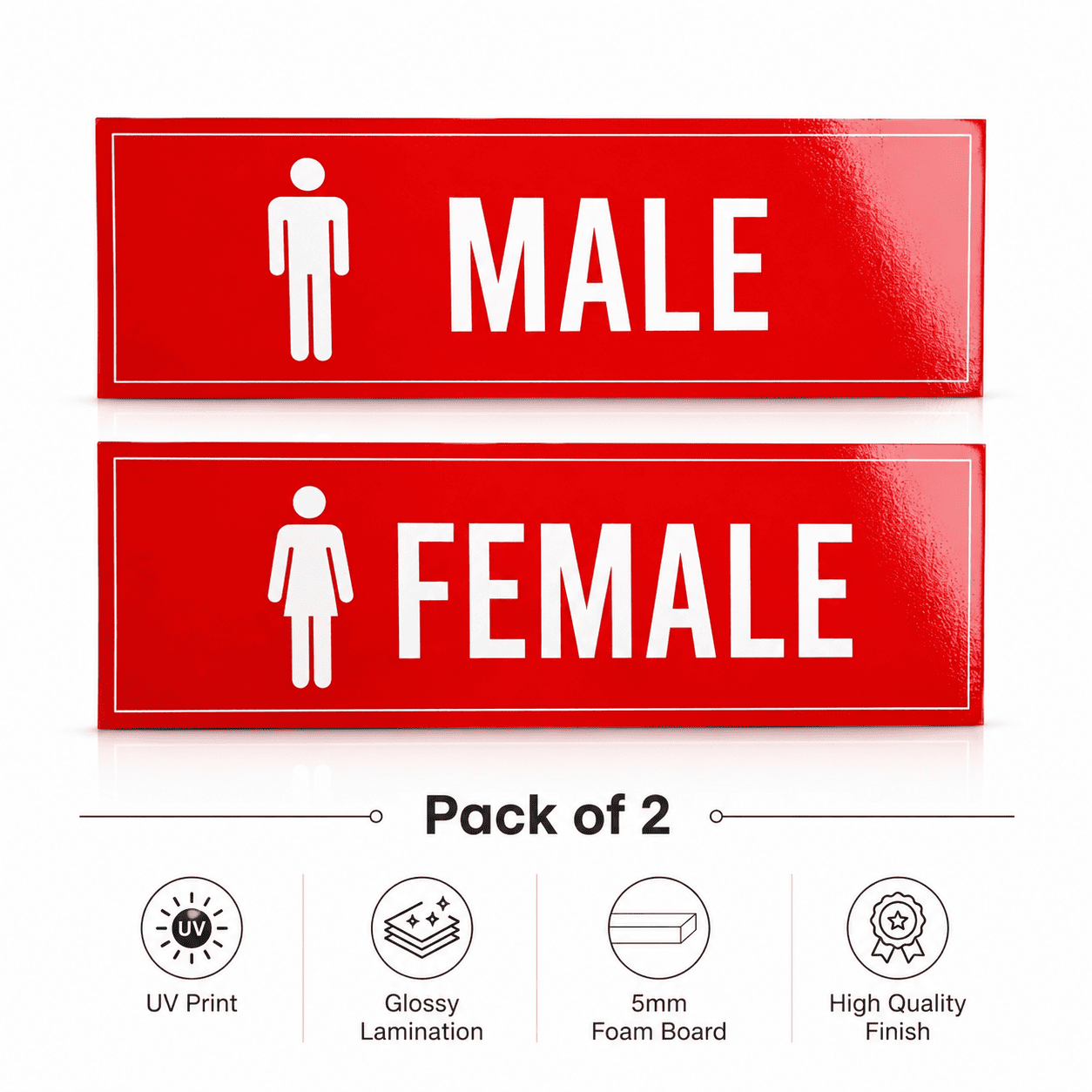 Male Female Washroom Sign Boards Pack of 2
