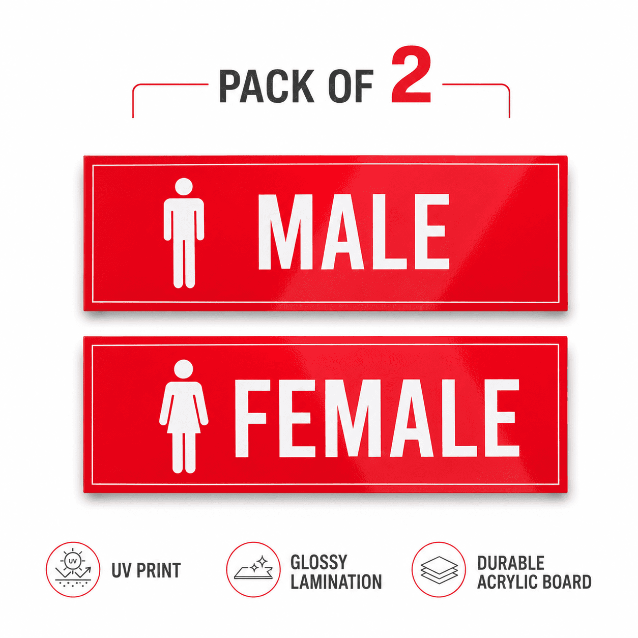 Male Female Washroom Sign Boards Pack of 2