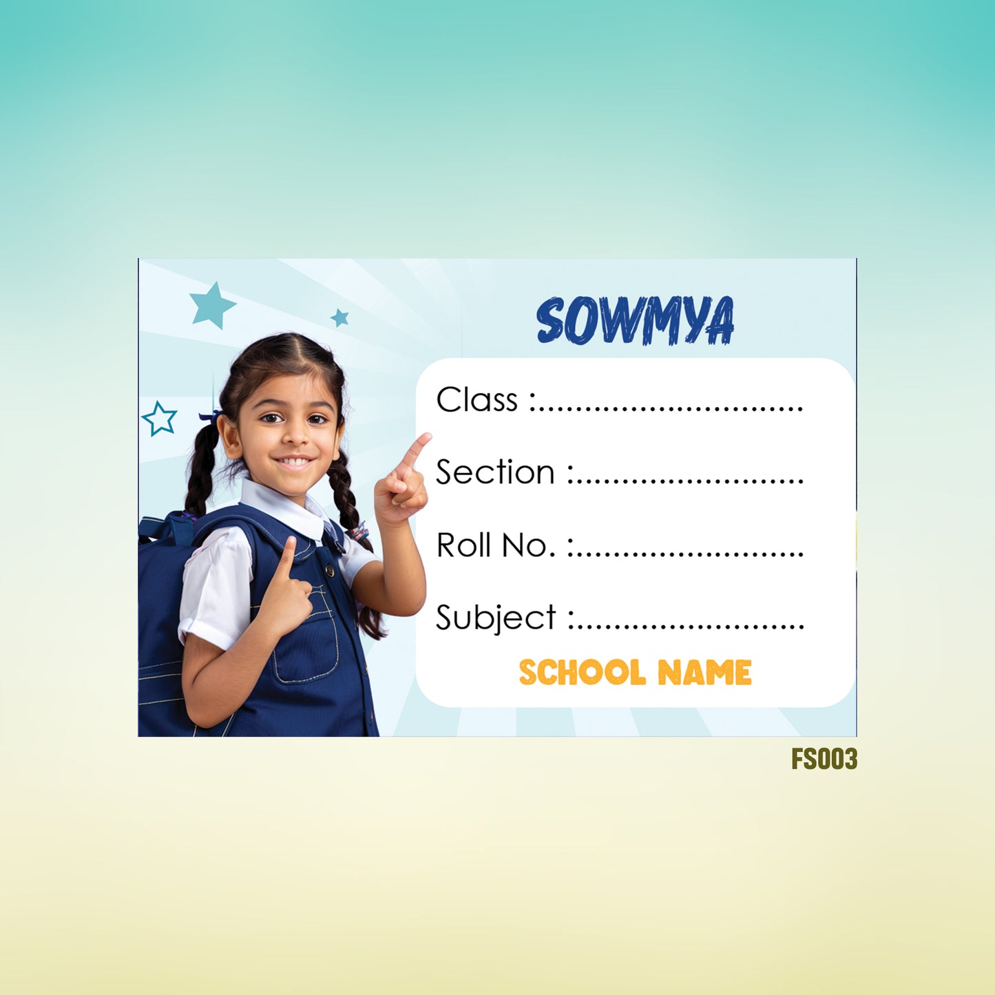 School Books Lable with Customized Photo - Pack of 25 Stickers