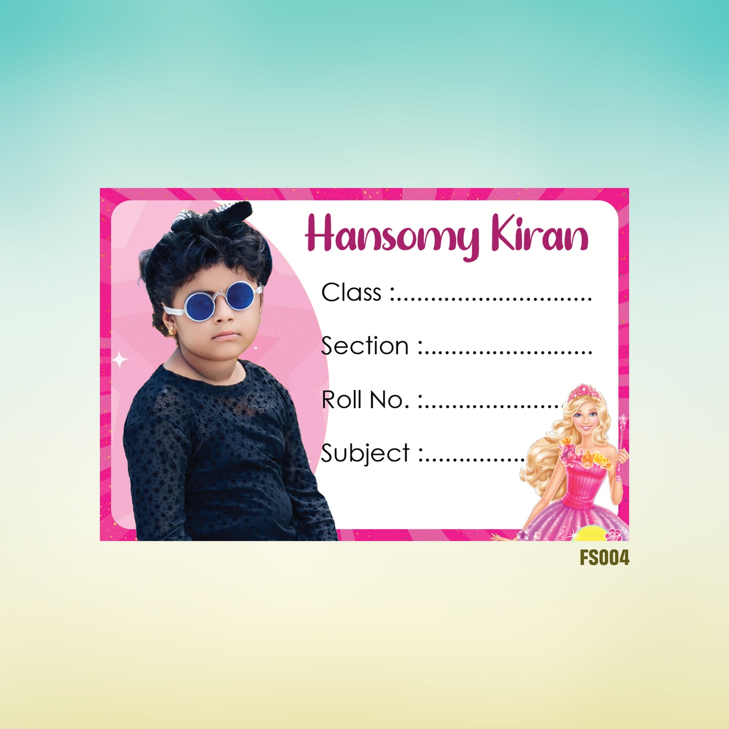 School Books Lable with Customized Photo - Pack of 25 Stickers