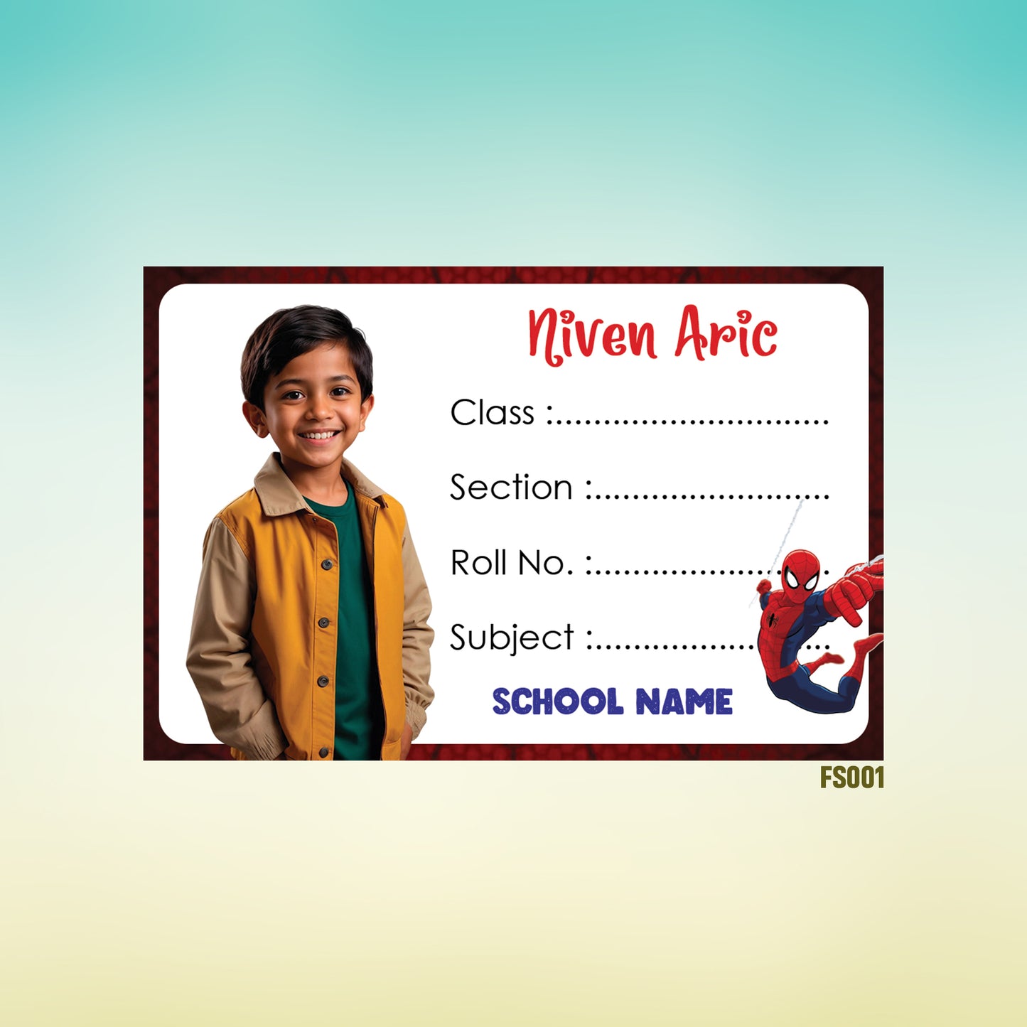 School Books Lable with Customized Photo - Pack of 25 Stickers
