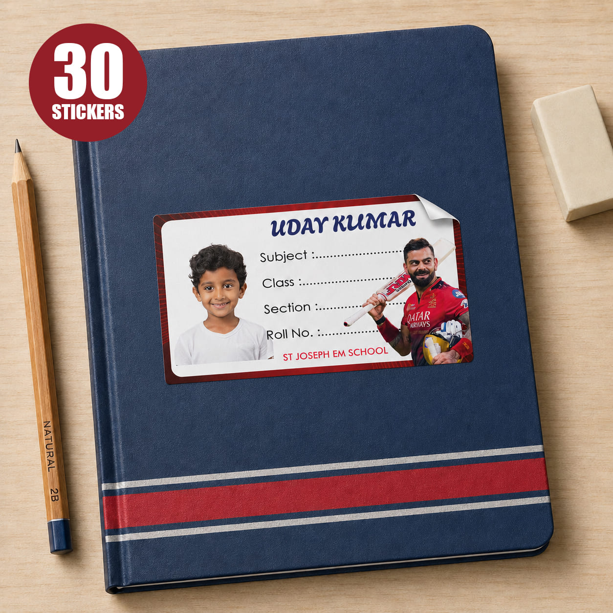 Cricket Team School Book Lables - Pack of 30