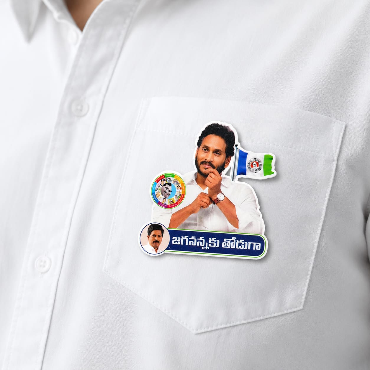 Custom Acrylic Pocket Badge (3x3 Inch) – Direct UV Printed Promotional Pin for Brands & Elections